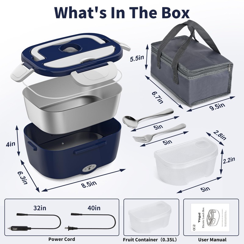 Vingud Electric Lunch Box Food Heater, 3 in 1 Heating