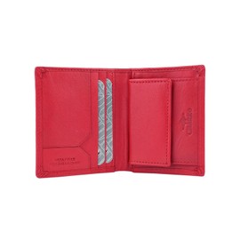 CHARRO Men's and Women's Slim Genuine Leather Vertical Wallet with Coin Purse and Gift Box, Red 16, Casual