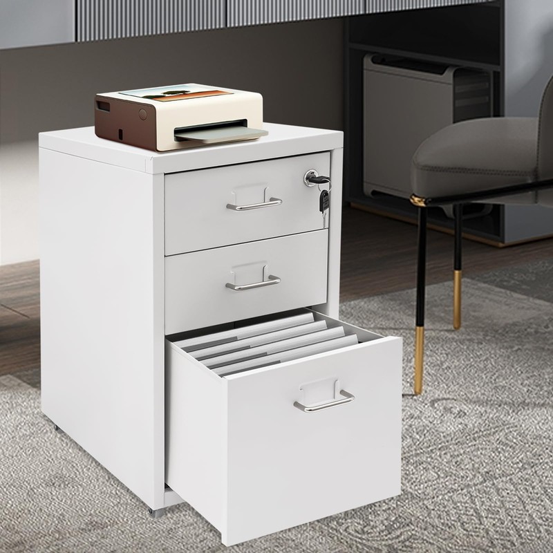 Drawer Unit, 6/3-Tier Steel Organizer on Wheels for Office, 3