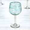 NOVICA Clear Blue Glass Hand Blown Wine Glasses, 13 Oz,