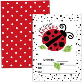 Nopoben Birthday Party Invitation Cards, Ladybug Party Celebration, Our Little Lady Bug Party Supplies, Favors, 20 Cards With 20 Envelopes – (C05)