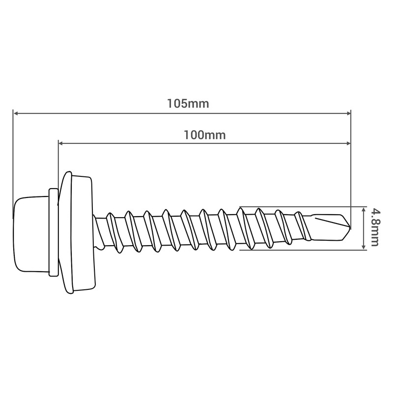 SKIR'CO (Pack of 50) Painted Roofing Screws 4.8 x 100