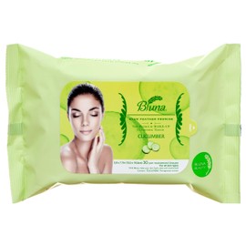 Bluna Facial Make-Up Cleansing Tissue for All Skin Types, Cucumber, 30ct per pack (6 PACK)