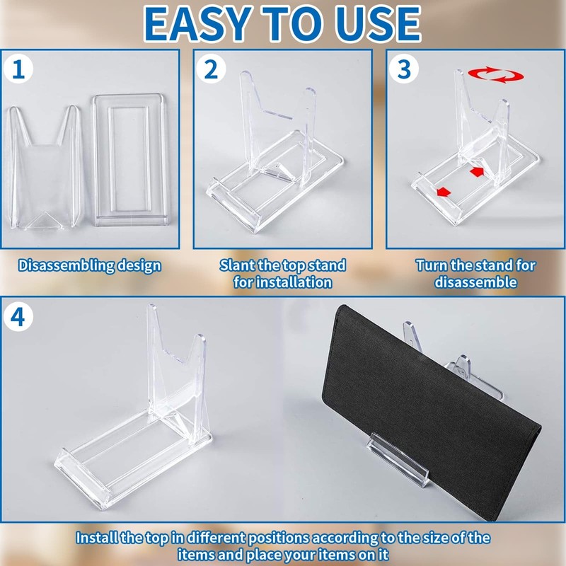 15Pcs Clear Plastic Display Stand, Two Part Adjustable Clear Acrylic