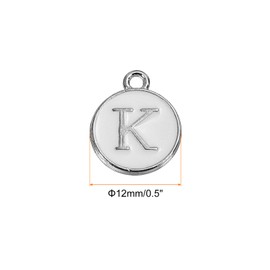 QUARKZMAN Letter K Enamel Letter Pendant Jewelry Charms Enamel Initial Pendant White Charms for Jewellery Making Bracelet Crafts Pack of 50