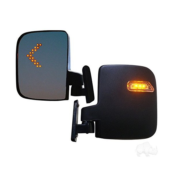 Universal Golf Cart LED Rear View Mirrors - Integrated Turn Signals