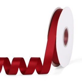 YBLANDEG Cinta de satén de color rojo vino sólido de 5/8 pulgadas x 50 yardas, cinta de tela de poliéster de doble cara para envolver regalos, bodas, fiestas, cabello, manualidades, lazos, adornos de decoración de bricolaje