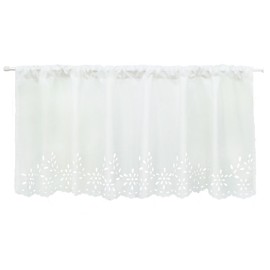 Joyswahl Kitchen panel curtain, voile, bistro curtain with laser cut pattern, "Carmen" rod opening, net curtain, pack of 1