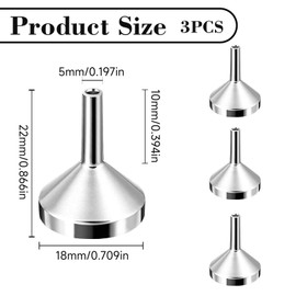 Pack of 3 Mini Funnels, Stainless Steel Funnels, Small Funnel, Mini Metal Funnel, Small Gold-Coloured Funnel, Aluminium Funnel, for Bottles, Kitchen, Cosmetics and Liquids