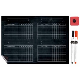 Inkdotpot Magnetic Whiteboard Border Chore Chart for Refrigerator - Dry Erase Behavior Chart for Kids Responsibility Chart with 2 Fine Tip Marker & Eraser
