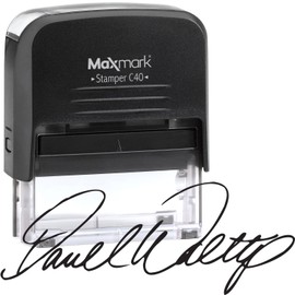 MaxMark Signature Stamp - Large Size Self-Inking Stamp Customized with Your Signature