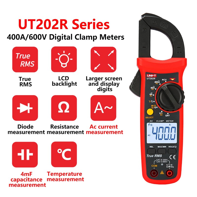 UNI-T UT202R Portable Multimeter Automatic Range True RMS Clamp Meter