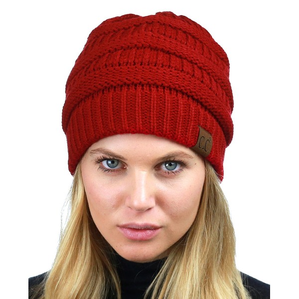 C.C Unisex Chunky Soft Stretch Cable Knit Warm Fuzzy Lined