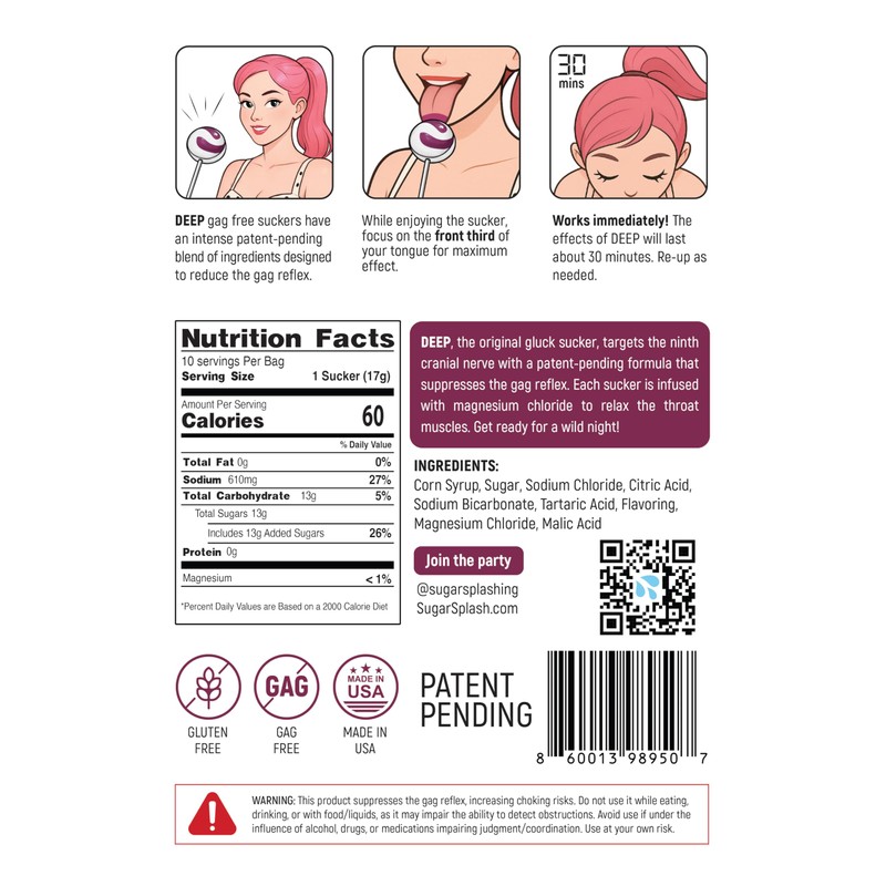 DEEP Gag Suppressing Sucker Purple Raspberry Flavored - No Gag