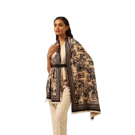 Dusala Women's Cashmere Blend Scarf with Animal Print - Reversible Black Woven Jacquard, Soft & Stylish, Fashion Accessory, All Seasons, Formal Events, 28x80 Inch
