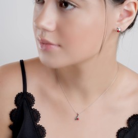 HENRYKA 925 Sterling Silver and Coral Minimal Red Robin Bird Necklace, Festive Christmas Jewellery, Bird Lover Gift, Animal Jewellery