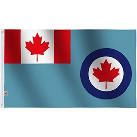 Royal Canadian Air Force Ensign Flag 3X 5 Ft Large |Both Sides Print Glossy Silk Fabric | 3' x 5' Old Canada Air Force Banner Outdoor&Indoor House Decoration Yard Gift