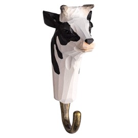 your castle 3 Wall Hooks Wooden Coat Hooks Farmyard Horse, Cow and Pig with Metal Hooks Handmade 12 cm