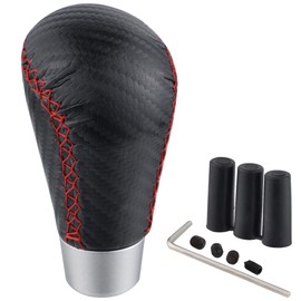 Padaodao Leather Gear Knob, Shift Lever Head Accessories Fit for Most Transmission Vehicles SUV Trucks, Red Line