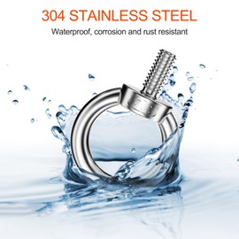 Mesybveo Pack of 5 M8 Eye Bolt, 304 Stainless Steel Eye Bolt, Ring Eye Bolt, Round Ring Bolt, Closed Eye Bolt, Waterproof and Rustproof, Eye Bolt for Attachment and Suspension