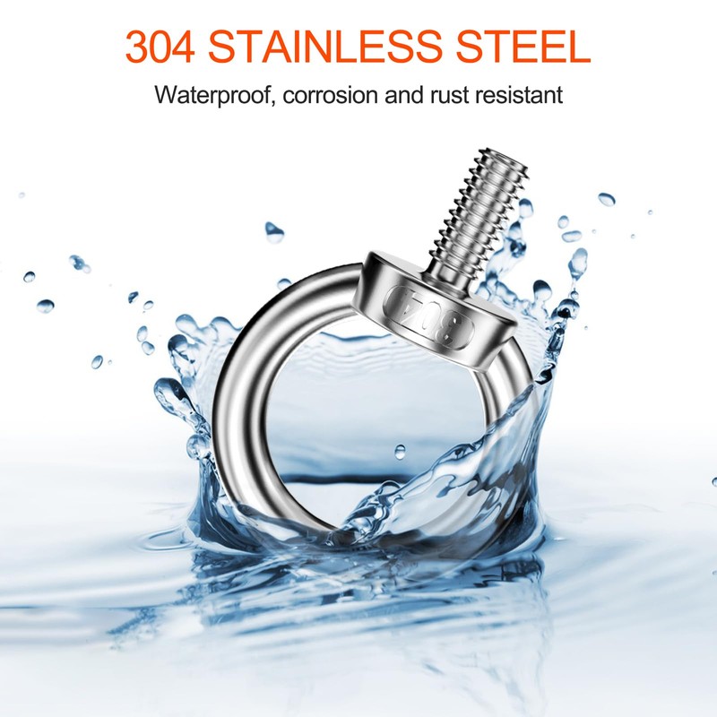 Mesybveo Pack of 5 M8 Eye Bolt, 304 Stainless Steel