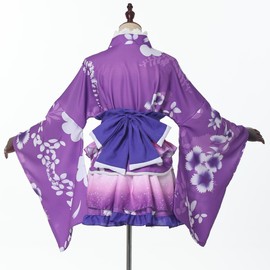 BLESSUME Kimono Mini Cosplay Yukata Outerwear, Short, Cute, Haori Kimono Dress, Oiran Dress, Summer Festival, Fireworks Display, Kimono Cosplay Costume (L, Purple)
