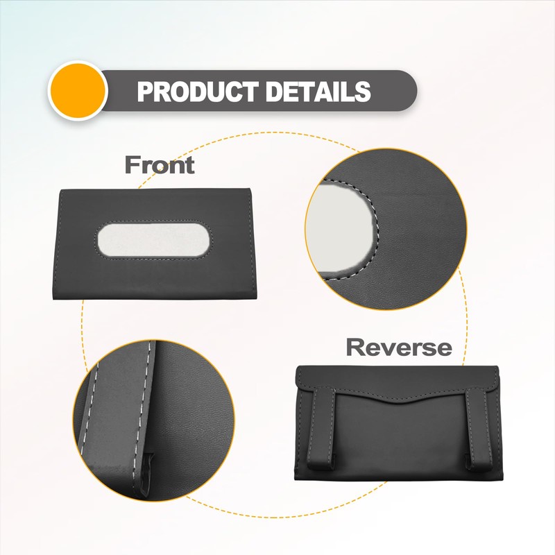 Premium PU Leather Car Tissue Holder Visor for Universal Auto,