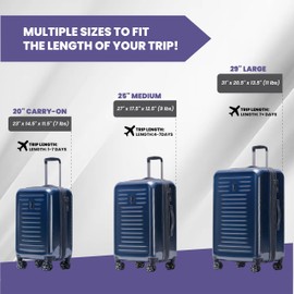 Spyder Rails 20 Inch Expandable Hardside Upright Suitcase with 360° Spinner Wheels, TSA Approved Lock, Navy