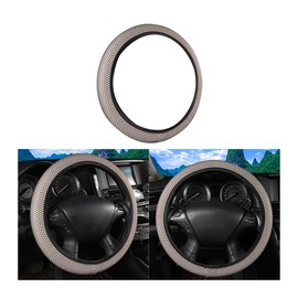 Mandark Elastic Stretch Car Steering Wheel Cover, Anti-Slip Odorless Vehicle Protector, Breathable Easy Carry Automotive Interior Protection Wrap Accessories, Universal Fit (Beige)