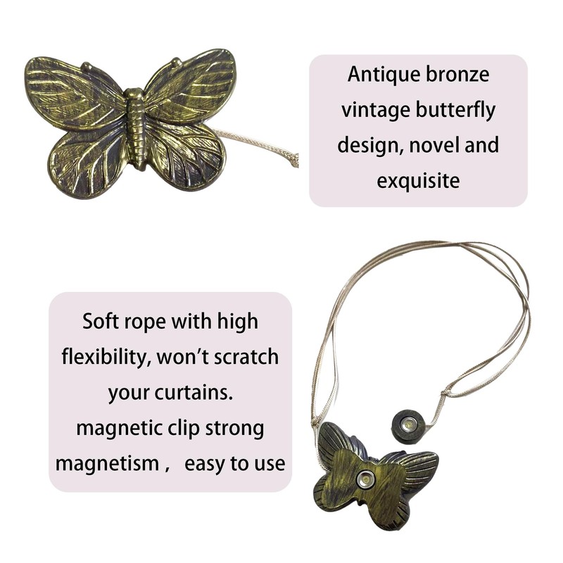 4 Pack Magnetic Curtain Tiebacks, Decorative Curtain Holdbacks for Window