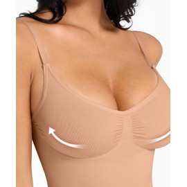 FeelinGirl Tummy Control Shapewear Camisole Tops for Women Compression Tanks Seamless Tank Top Cami Shaper Sand L