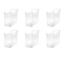 Sterilite Narrow Shelf Bin with Handles, Plastic Storage Container for Organizing Shelving, Closet, Pantry, and Countertops, Clear, 6-Pack