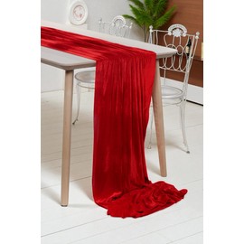 MDS Pack of 10 | Red | Velvet Table Runner 20 x 120 Inches 10ft Long Luxurious Soft Romantic Wedding Runners for Party Reception Bridal Shower Birthday Banquets Dinner Table Decoration