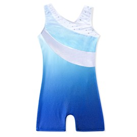 DAXIANG Gymnastics Leotards for Girls Leotard for Girls Gymnastics Outfit Blue Shorts Dance Clothes Unitard Biketards Sparkle