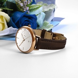 ANNEFIT Genuine Leather Watch Strap for Women, Quick Release Replacement Band 18mm (Brown)