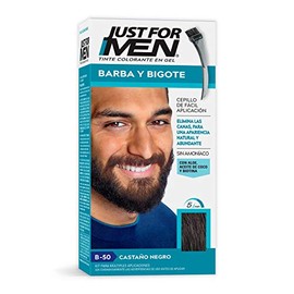 Just For Men, Tinte Colorante para Barba y Bigote Castaño Negro B50, Cubre Canas y con Cepillo de Fácil Aplicación, 28g