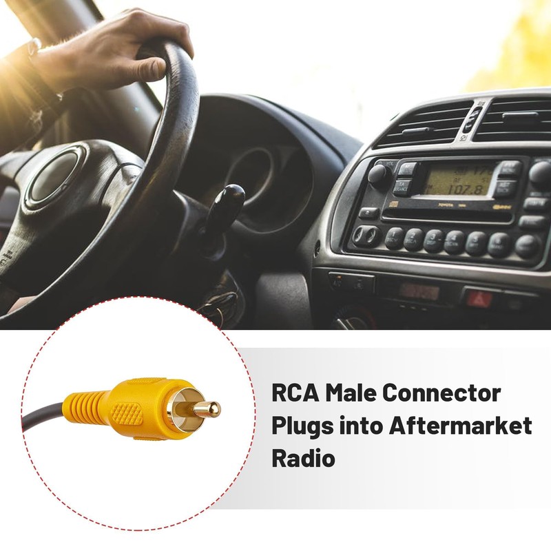 RED WOLF Car Stereo Backup Camera Harness W/RCA Plug for