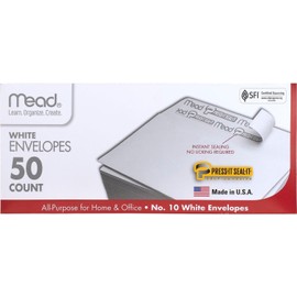 mead 4 Mead 75024 #10 4 1/8 X 9 1/2 Press-it Seal-it 50 count white envelope AI