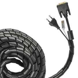 Minadax Flexible Cable Management, Diameter 12-35 mm, 10 Metres, Cable Sleeve, Spiral Hose, Cable Protection, Can Be Cut to Size, for Bundling Cables, High-Quality Polyethylene