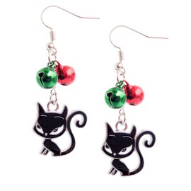 FidaShop Happy Holidays Christmas With Cat Earrings, Dangle Earrings Nickel Free Jewelry, Gift Box for Women, Teenage