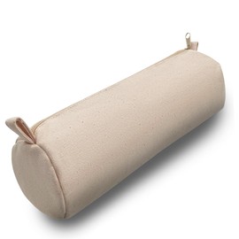 Bronta Mill Plain 100% Cotton Canvas Multi-Purpose Round Pencil Case, Stationary, School, Arts & Crafts Case Bag,Cosmetic, Make Up, Zip Case Bag Bulk Buy - Natural Off White - Packs of 1