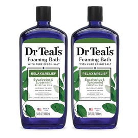 Dr Teal's Dr Teal's Foaming Bath with Pure Epsom Salt, Relax & Relief with Eucalyptus & Spearmint, 34 fl oz (Pack of 2)