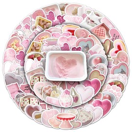 50 Packs Love Stickers Water Bottles Laptop Phone Motorcycle Computer Guitar Skateboard Hydroflasks Heart Vinyl Sticker Waterproof Aesthetic Trendy Decals for Teens Girls Adults