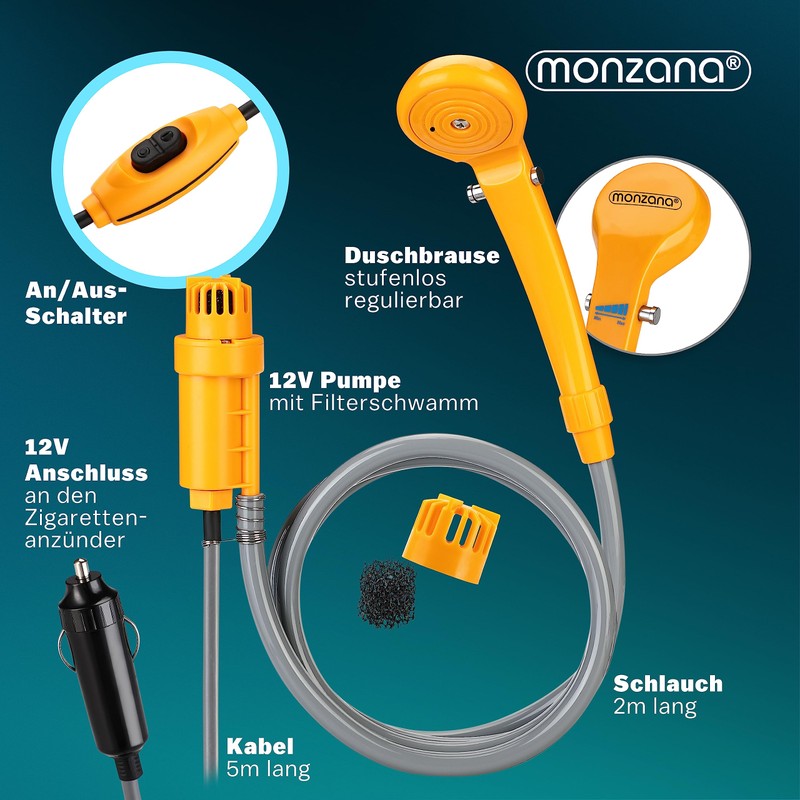 Portable shower system - 12V electrical pump - Camping -