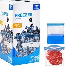 Freezer Bags | Double Zipper, Extra Wide, Easy to Open, Click & Lock, BPA Free, Heavy Duty Plastic, Long Term Storage | Food Snack Meal Prep Leftover | Gallon (10.56 X 10.75 Inches) 152 Bags (152)