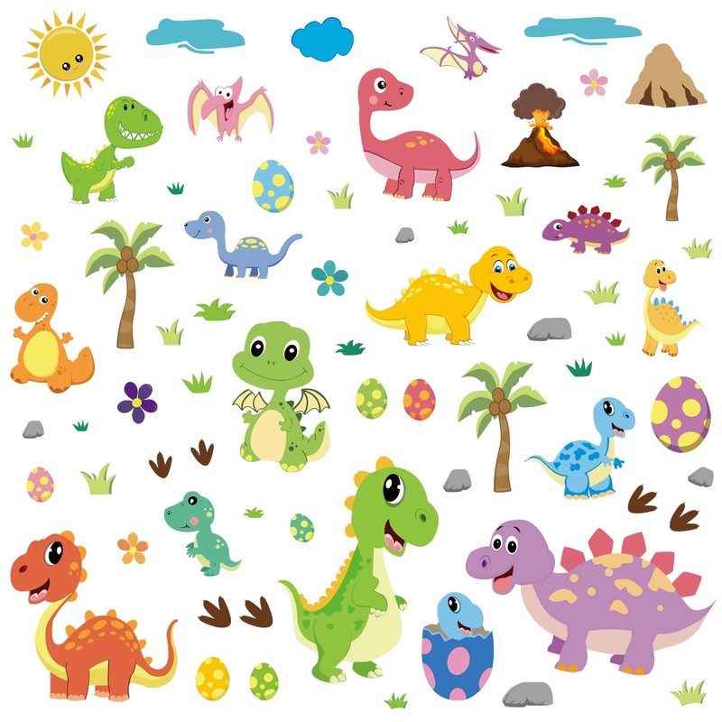 CCINEE 85 PCS Dinosaur Window Cling Decals for Kids,Assorted Cute