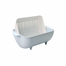 SUL Kitchen Strainer Colander Bowl Pasta Drainer Plastic Colander Multifunctional Double Layered Plastic Routable Strainer Bowl with Handles Rinsing Pasta, Vegetables wash Colander (Blue)