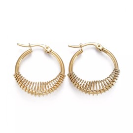 Unbranded 304 Stainless Steel Hoop Earrings Ring Gold 26x25x7.5mm Pin 0.6mm P323