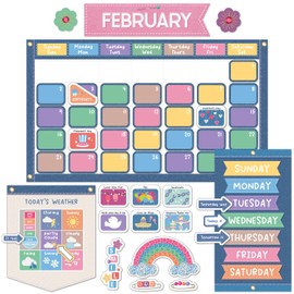 Carson Dellosa Crafty and Cool 145-Piece Calendar Bulletin Board Set, Monthly Headers, Cover Ups, Seasons, Weather, Days of Week Chart, and More Classroom Decor