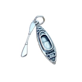 Sterling Silver Movable 10X28Mm Detailed Boat Kayak And Paddle Charm Decoration Accessories Pendant Charm For Making Bracelets Necklace Earrings Jewelry DIY